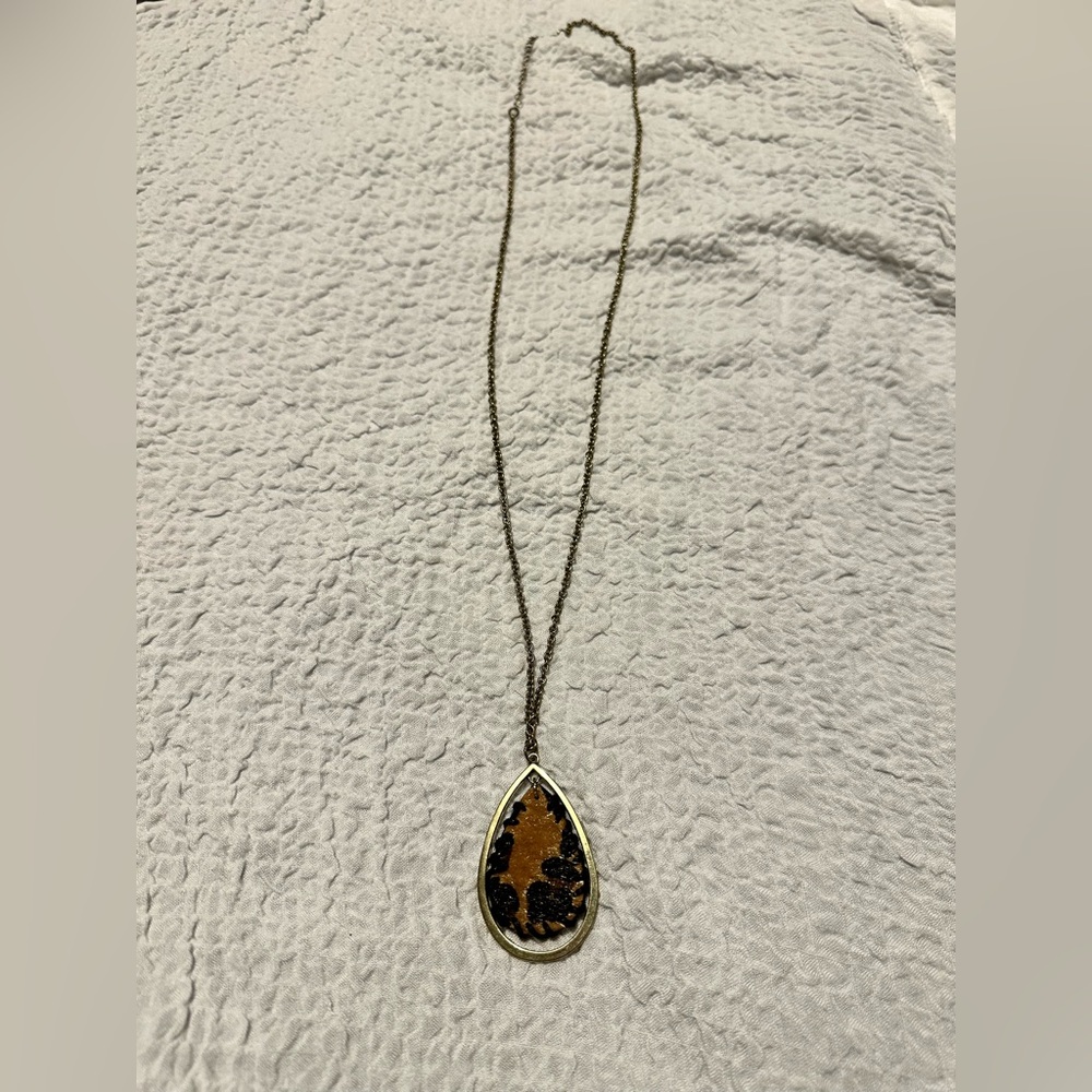 Cheetah print necklace and earrings